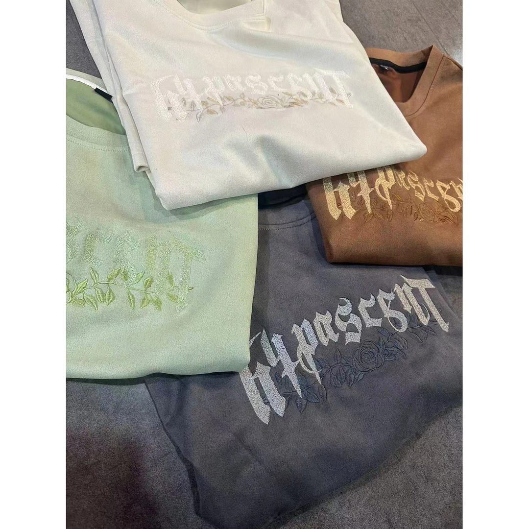 HYP复古立体字母Logo刺绣设计几皮短袖-男女同款