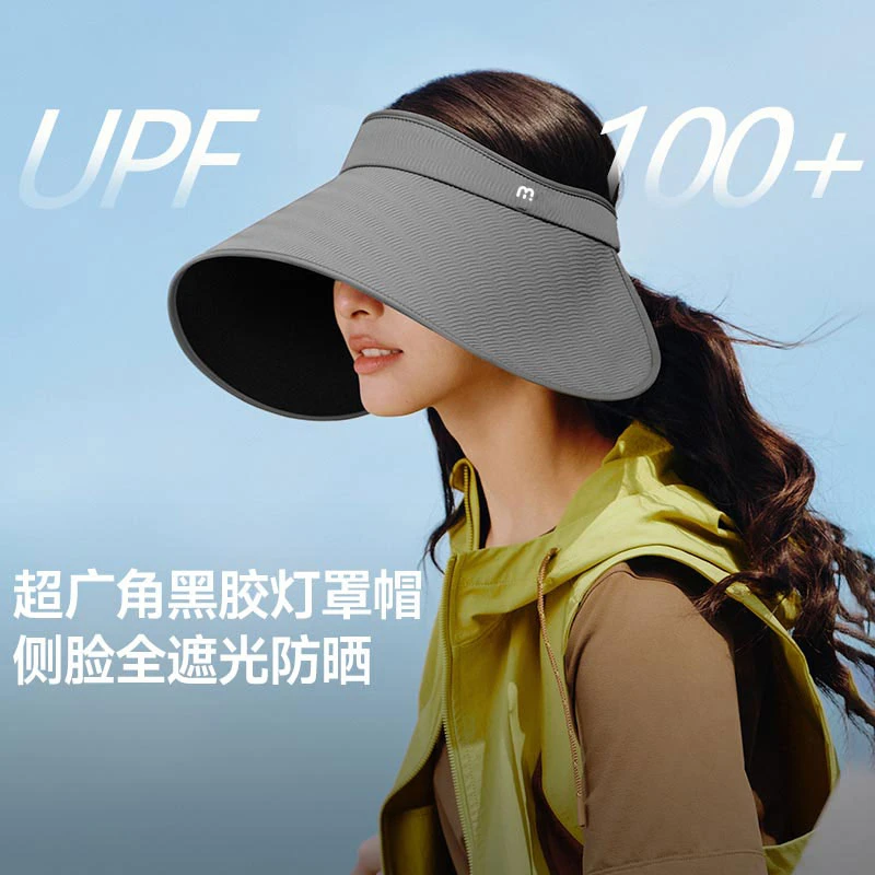 MOSIONDGE25黑胶大帽檐遮阳灯罩防晒帽女时尚可卷防紫外线空顶帽