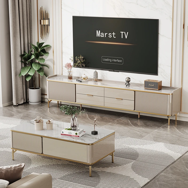 最新款电视柜茶几轻奢岩板烤漆客厅意式靠墙茶几电视柜组合套装