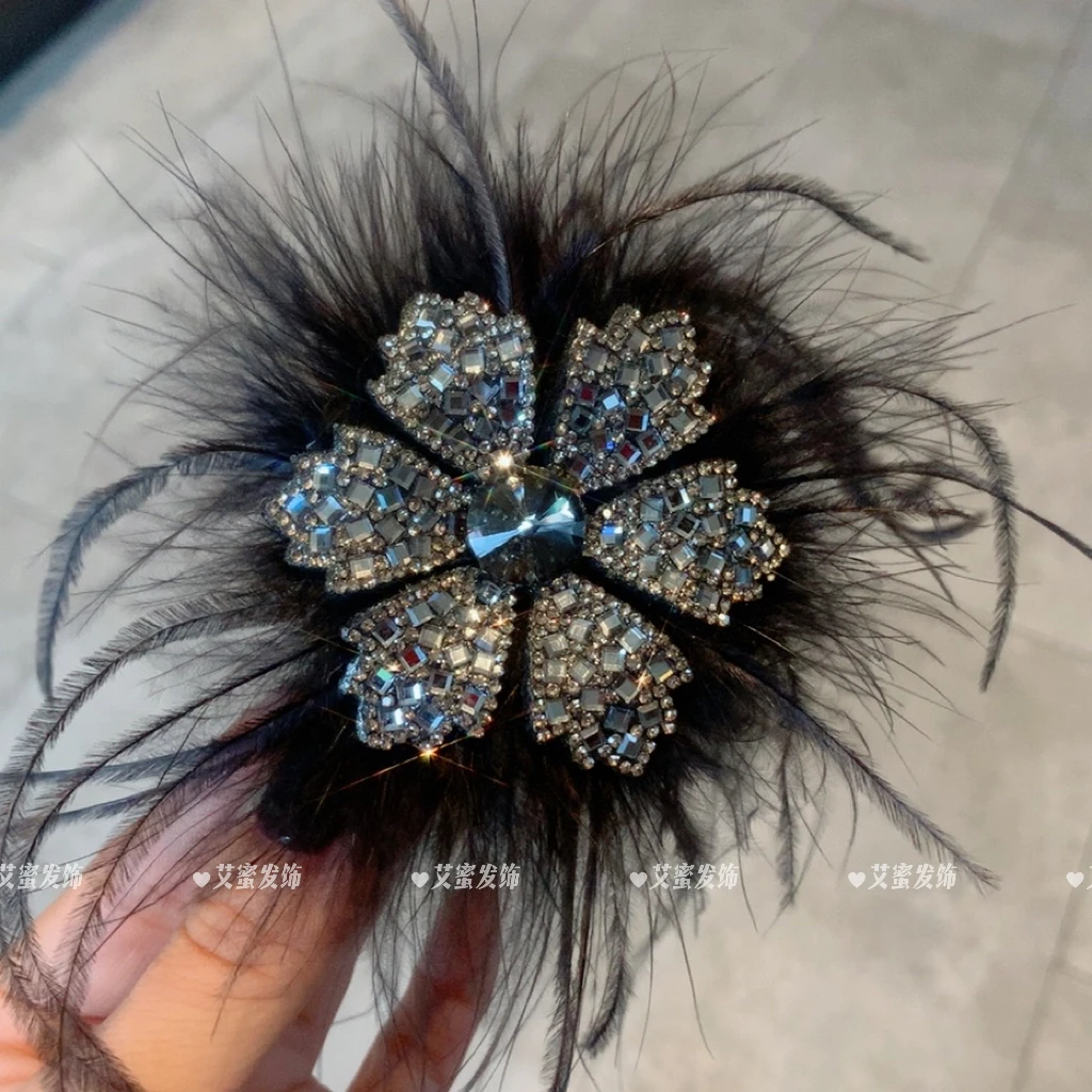 羽毛雪花氛围感精致鸭嘴夹半批发夹侧边碎发刘海夹百搭高级