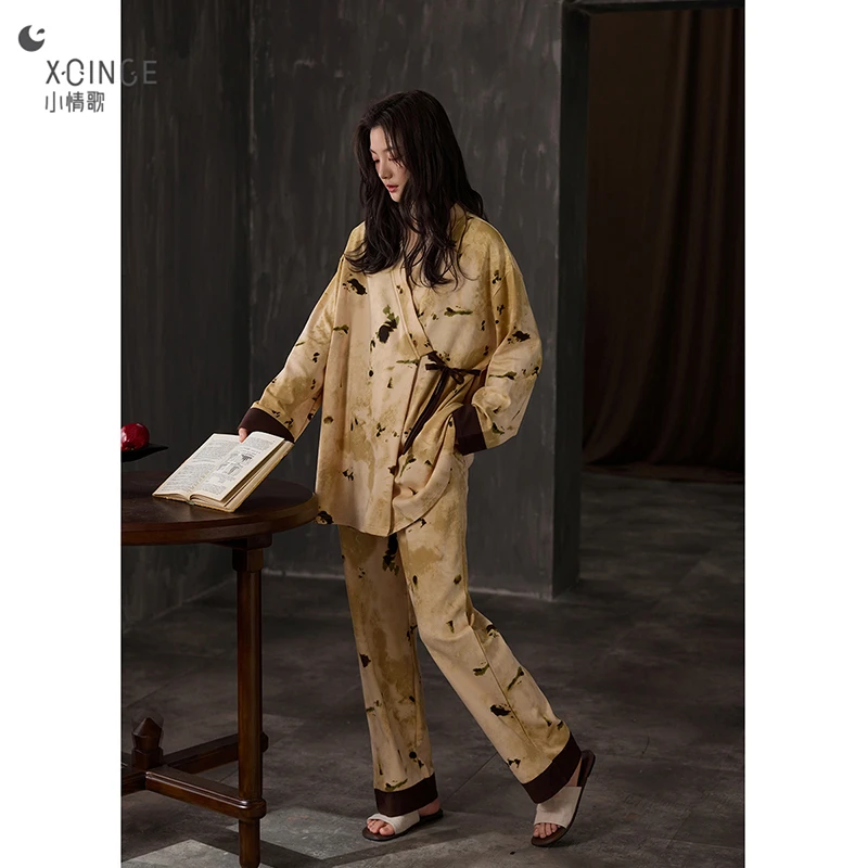 小情歌纯棉睡衣女秋2025年新款休闲宽松春秋季可外出家居服套装
