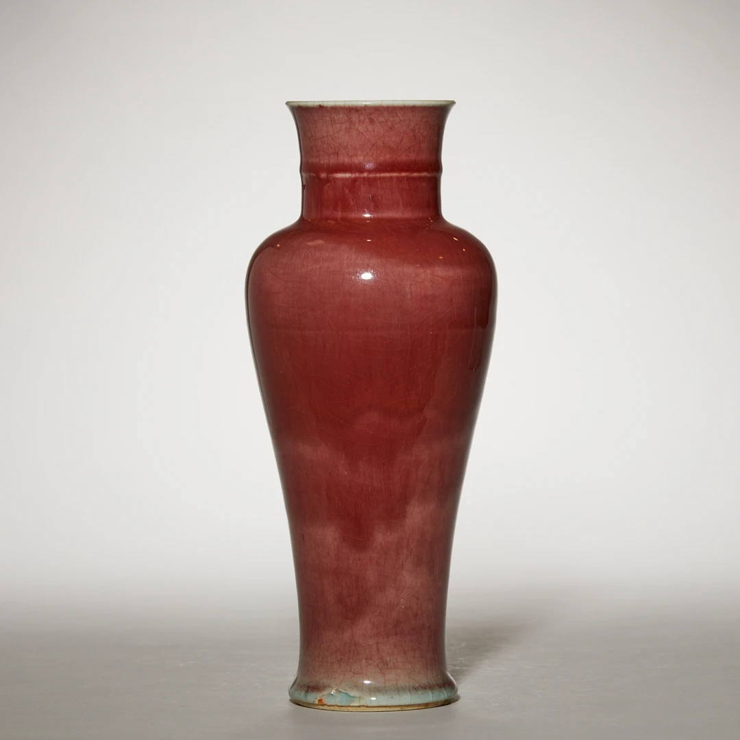 4016清早期·郎窑红釉观音瓶【古董拍卖】