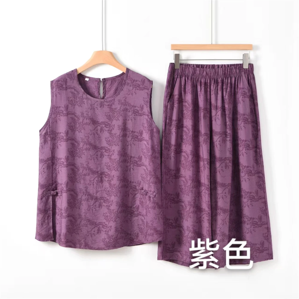 JYP-[时尚百搭]2025夏季新款中式提花国风舒适套装GG-25115