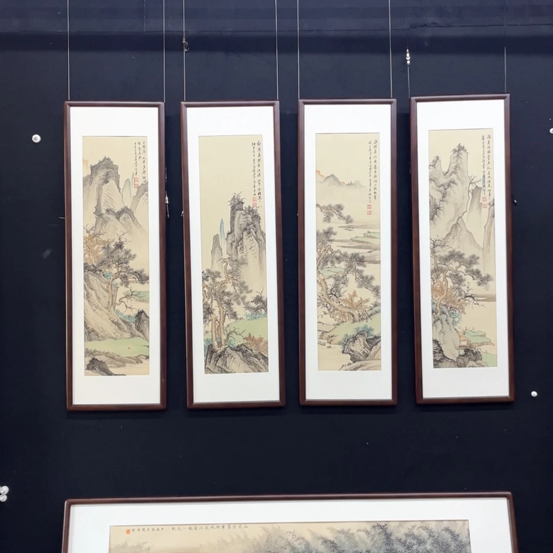 国画世*哥手绘国画精品山水四条屏