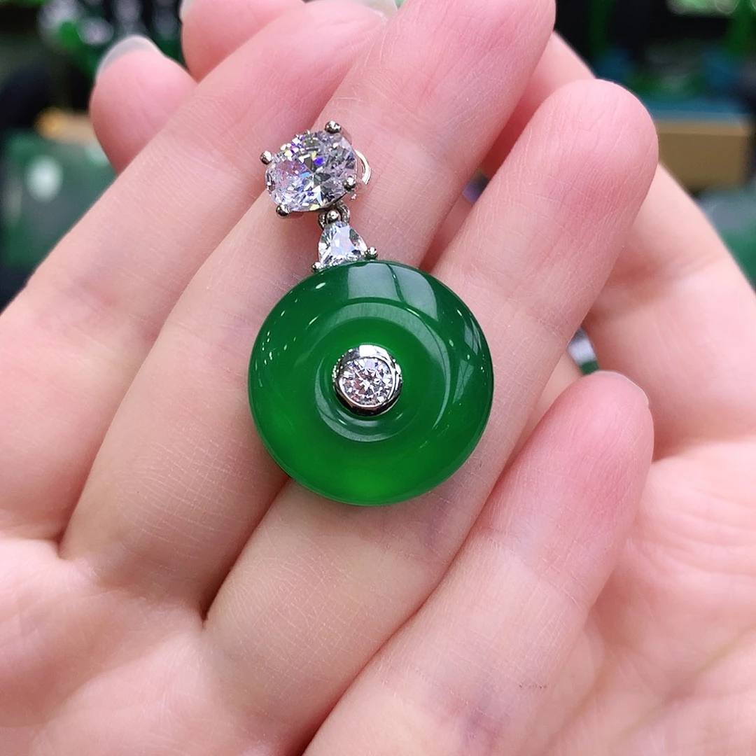 玛瑙/玉髓吊坠银S925镶嵌