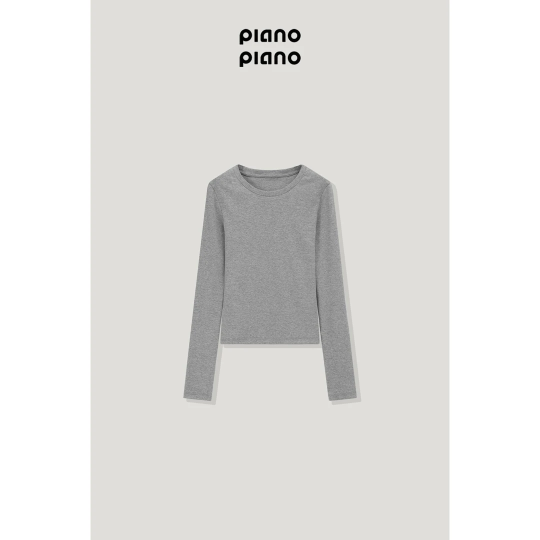 piano piano【圆领长袖打底】基础款弹力针织百搭简约打底衫LQT046