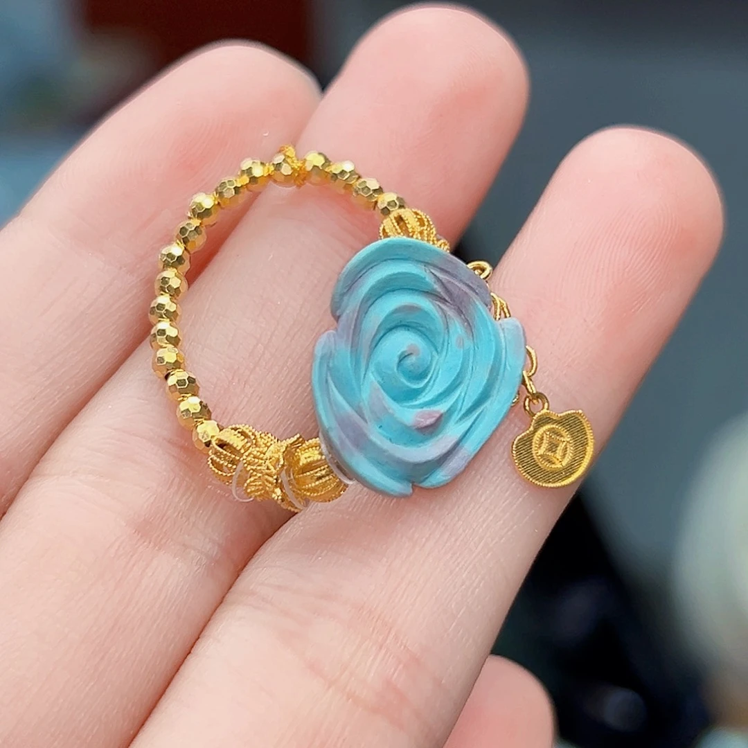 绿松石珠宝奇石18K金镶嵌