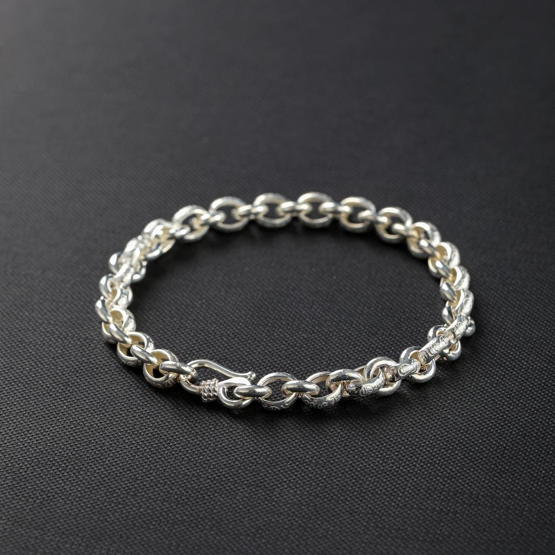 足银手链 优选自营丨撸串生活 银饰-手链-手工-复古-情侣-古法