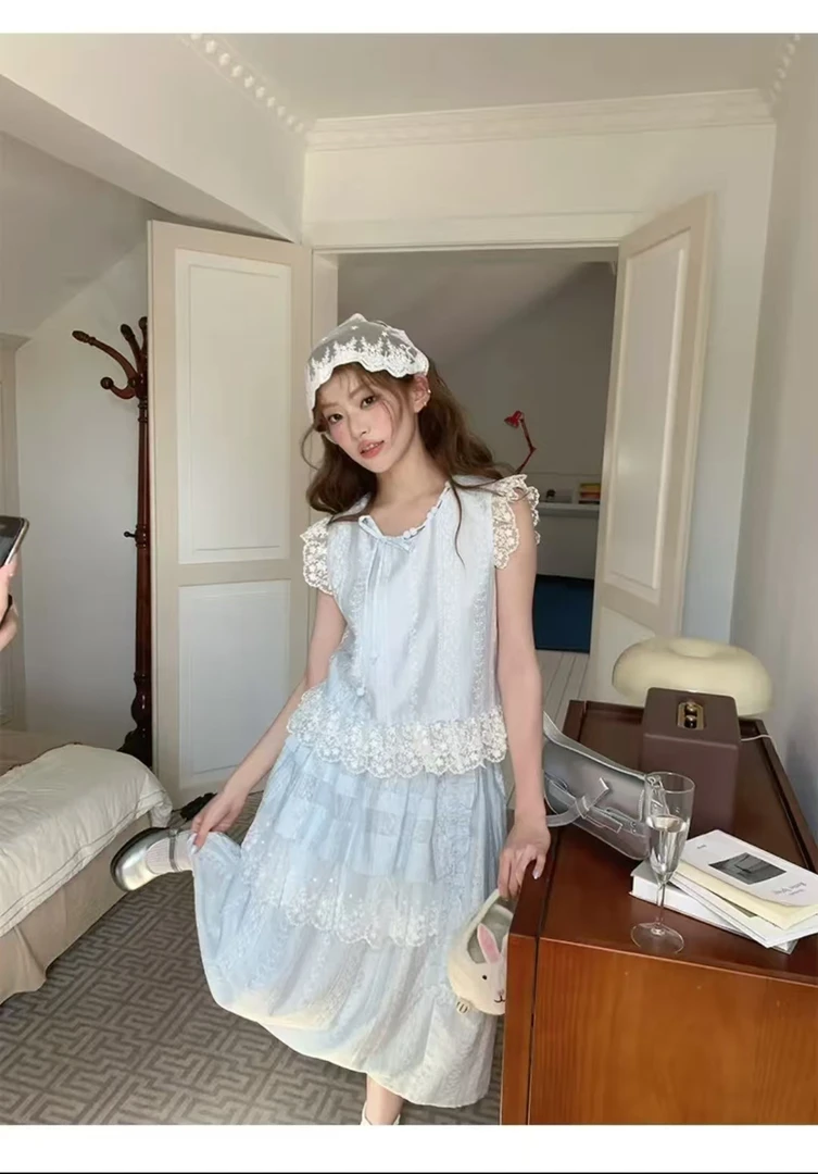 【运补6-8】 2025夏季新款小众设计减龄气质裙子套装女两件套