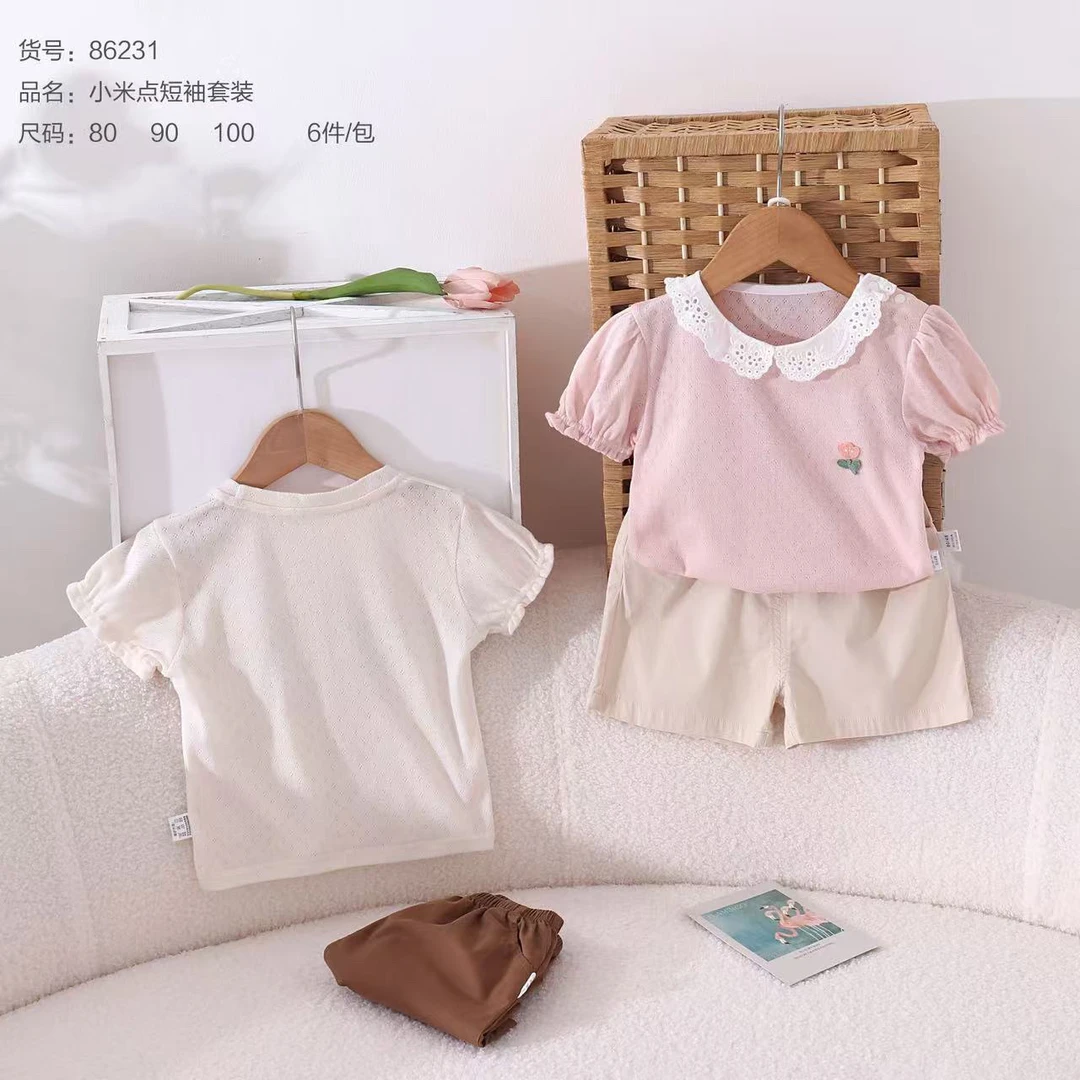 小象谷小米点短袖套装80.90.100码女童