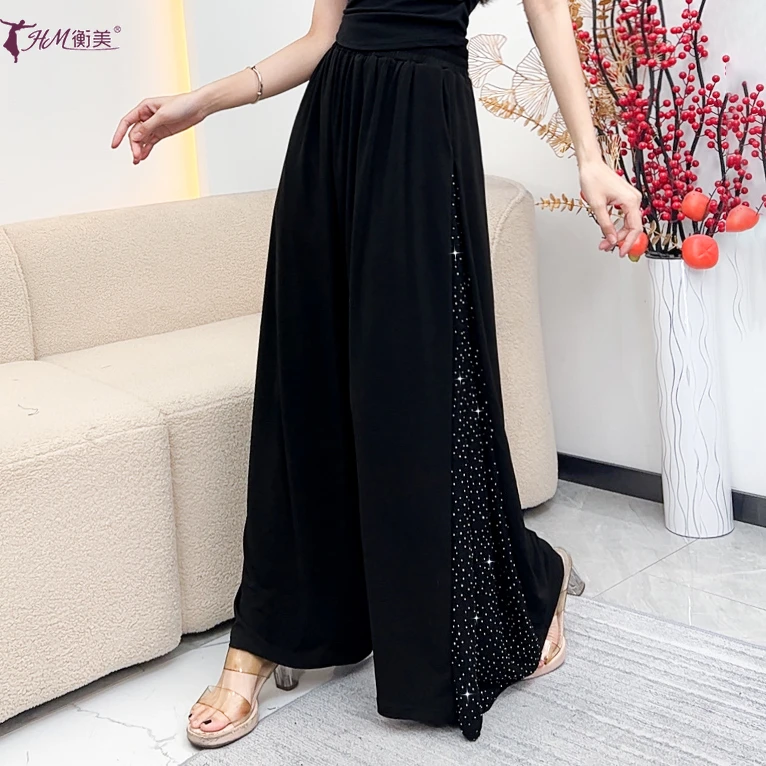 古典舞练功服飘逸贴钻舞蹈服宽松阔腿裤现代舞中国舞演出舞蹈裤女