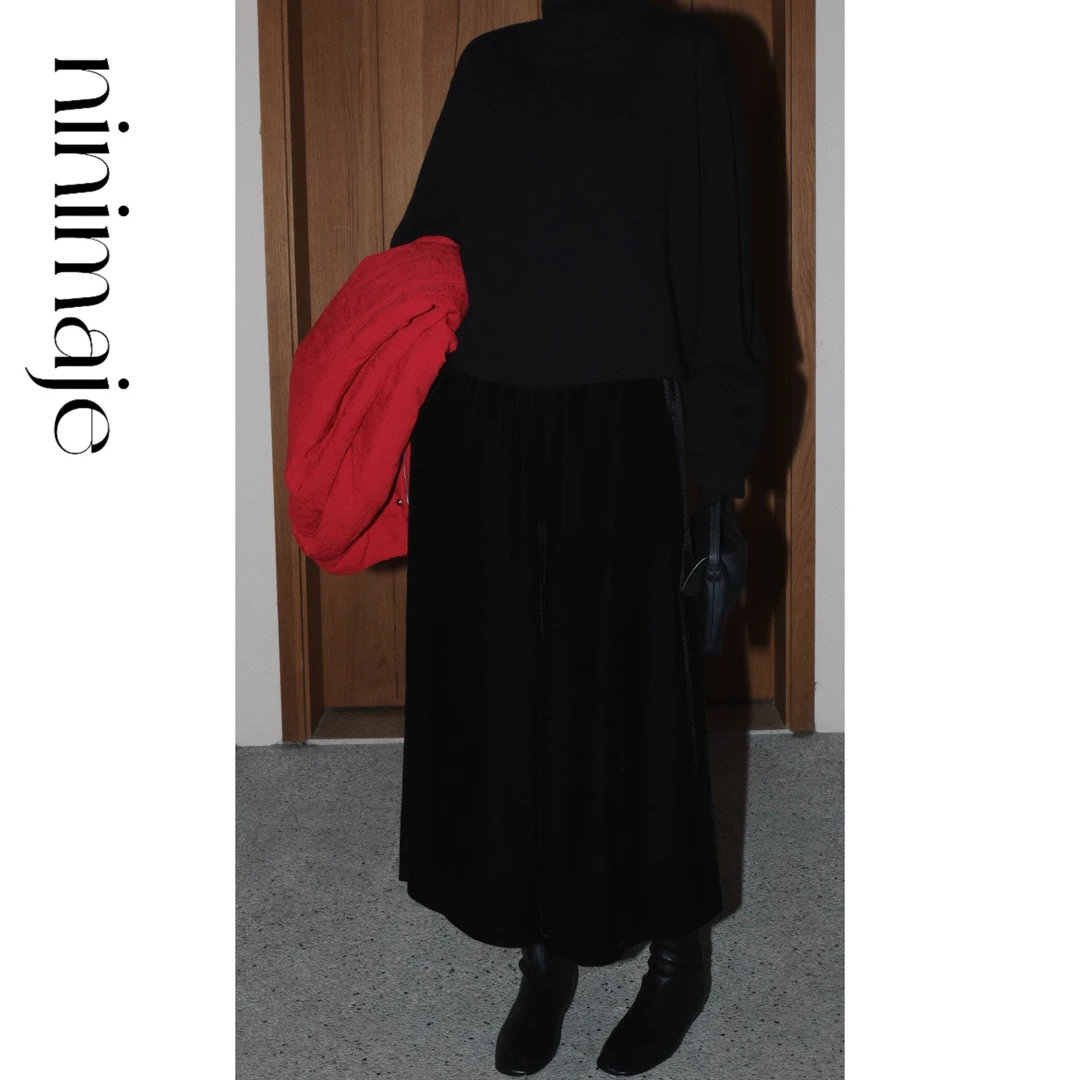 NanBeiBei 量感光泽厚款八分丝绒裤 8063