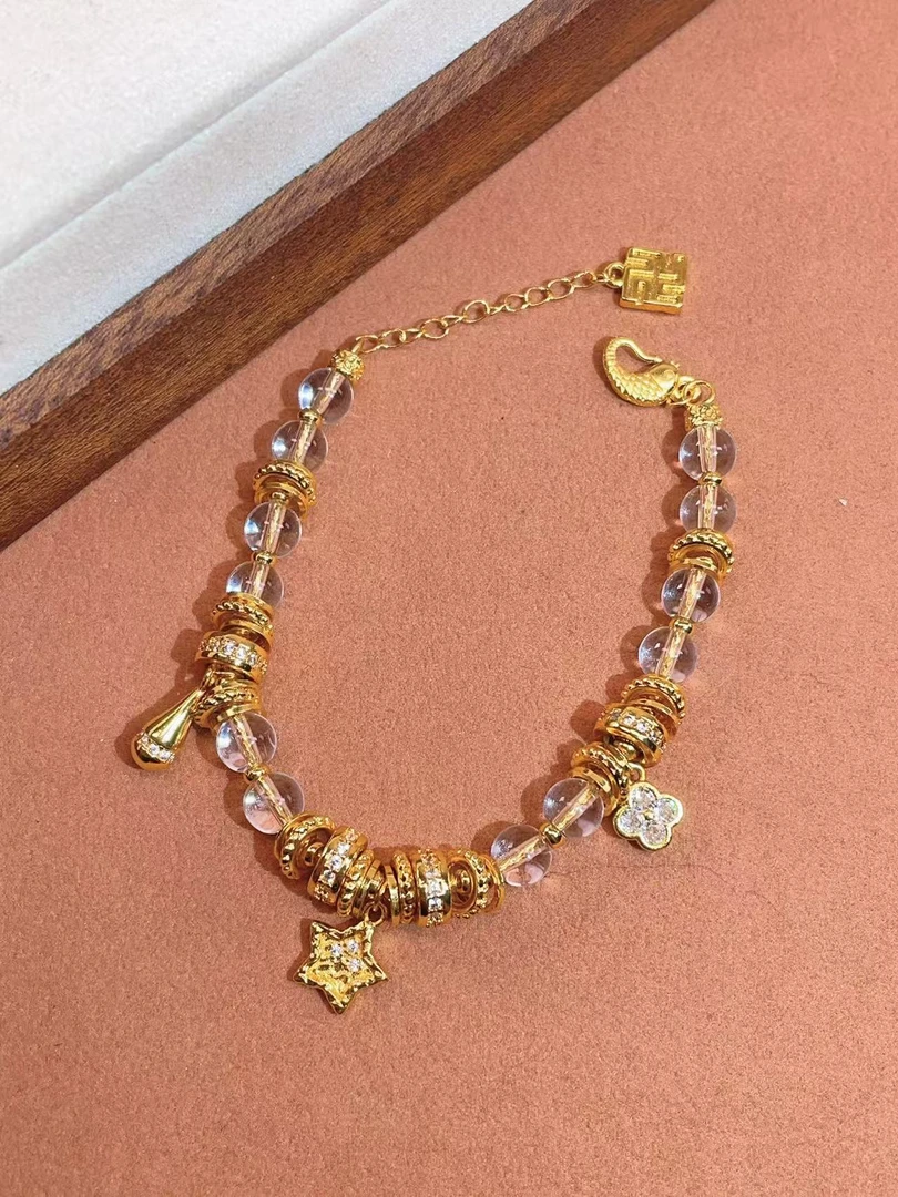 B100金色白水盘缠手链