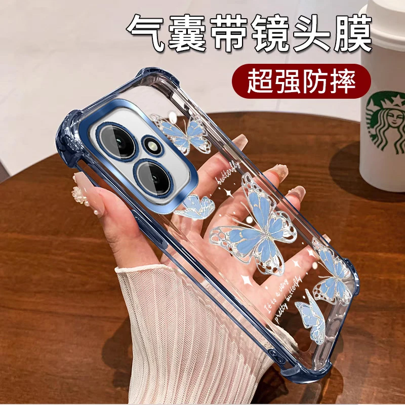 轻奢蝴蝶适用荣耀400手机壳高颜值四角防摔400Pro全包带镜头膜ins