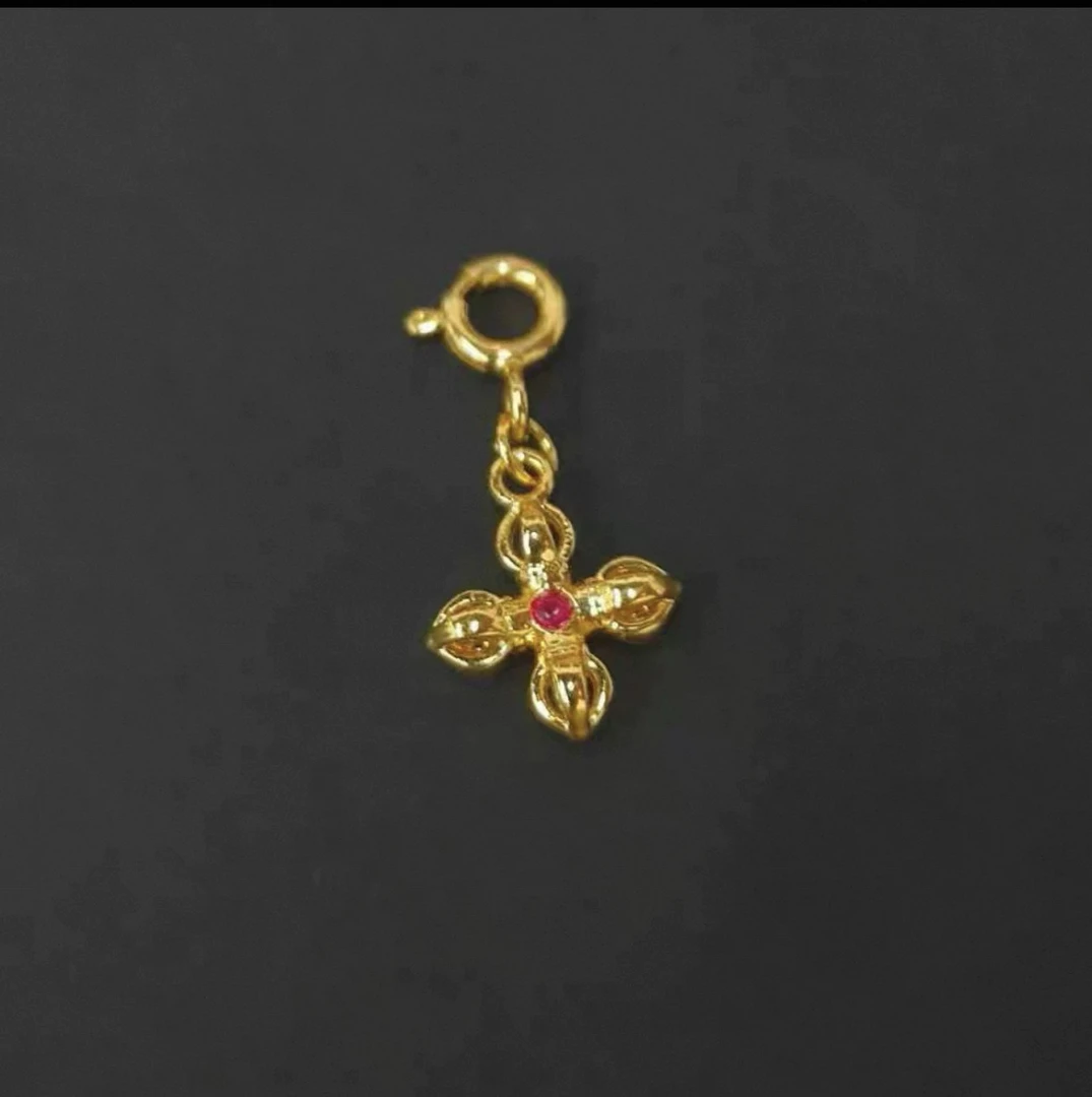 【质检发货】18K金十字杵滴溜配件万能扣弹簧扣 DIY 带证书发货