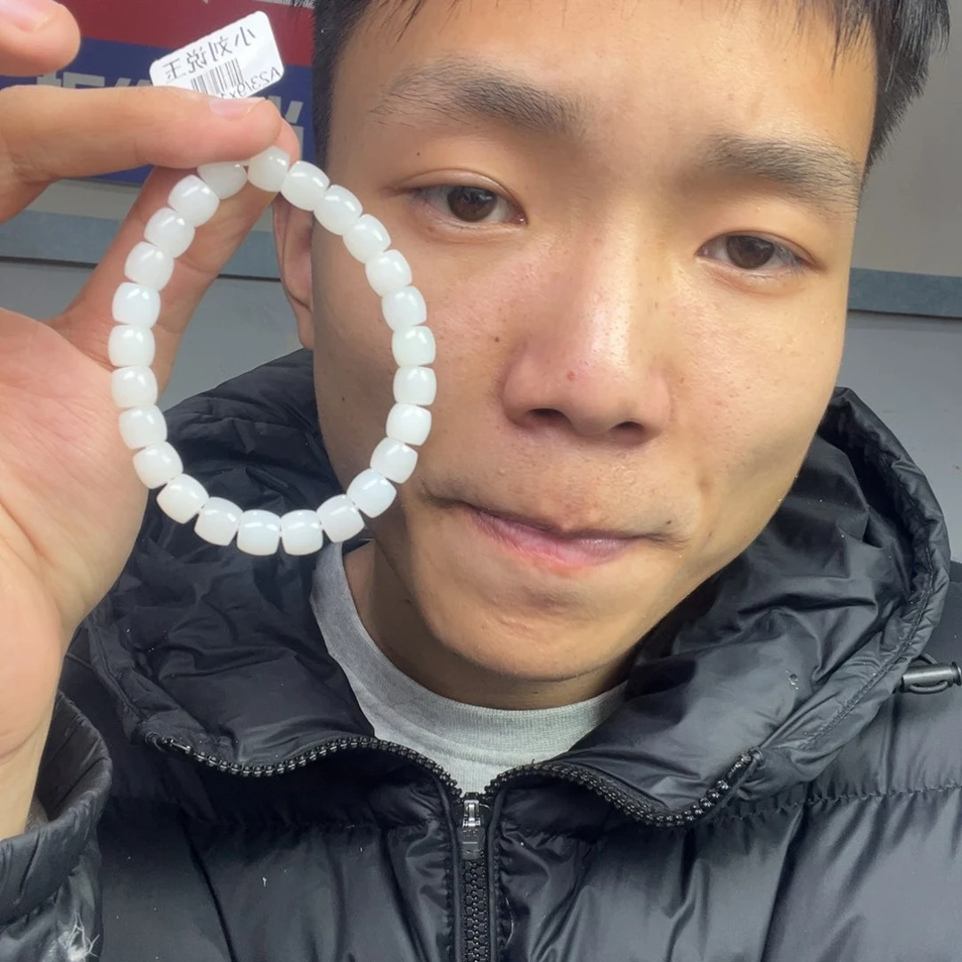 和田玉手链未镶嵌多样性野牛沟羊脂玉直切珠卡8货头