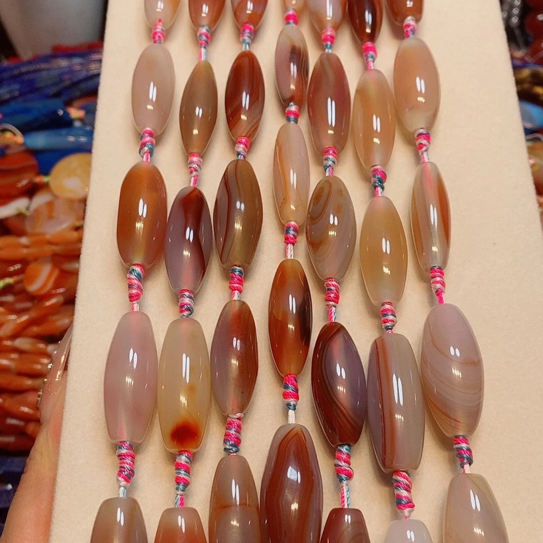 玛瑙/玉髓未镶嵌珠宝半成品天然天珠玛瑙渐变纹理一条