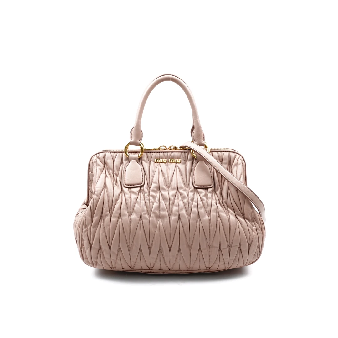 95新 MIU MIU/缪缪 粉色手提单肩包/T10162771