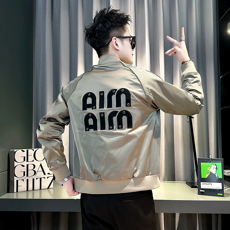 美式棒球服外套男高级痞帅刺绣休闲男装上衣2025新款春秋潮流夹克