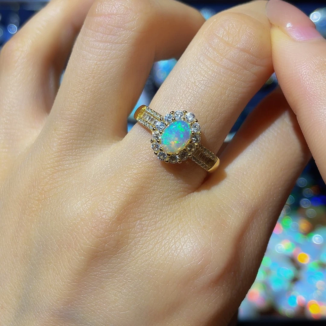 欧泊银S925镶嵌欧泊戒指