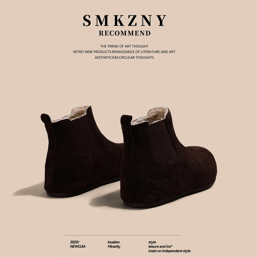 爆款厚底时尚雪地靴女冬季加绒保暖棉鞋短筒马丁靴女增高勃肯靴子