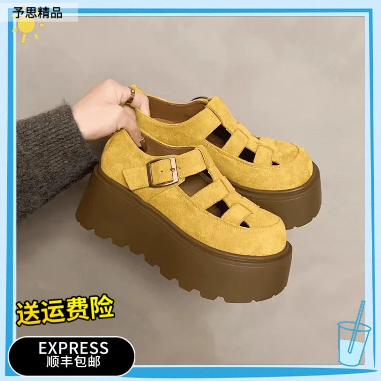【顺丰包邮】韩时尚学院风松糕底网小众复古厚底透气轻便休闲女鞋