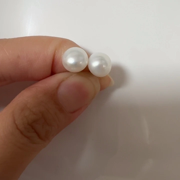 耳饰淡水珍珠银S925镶嵌8-9mm