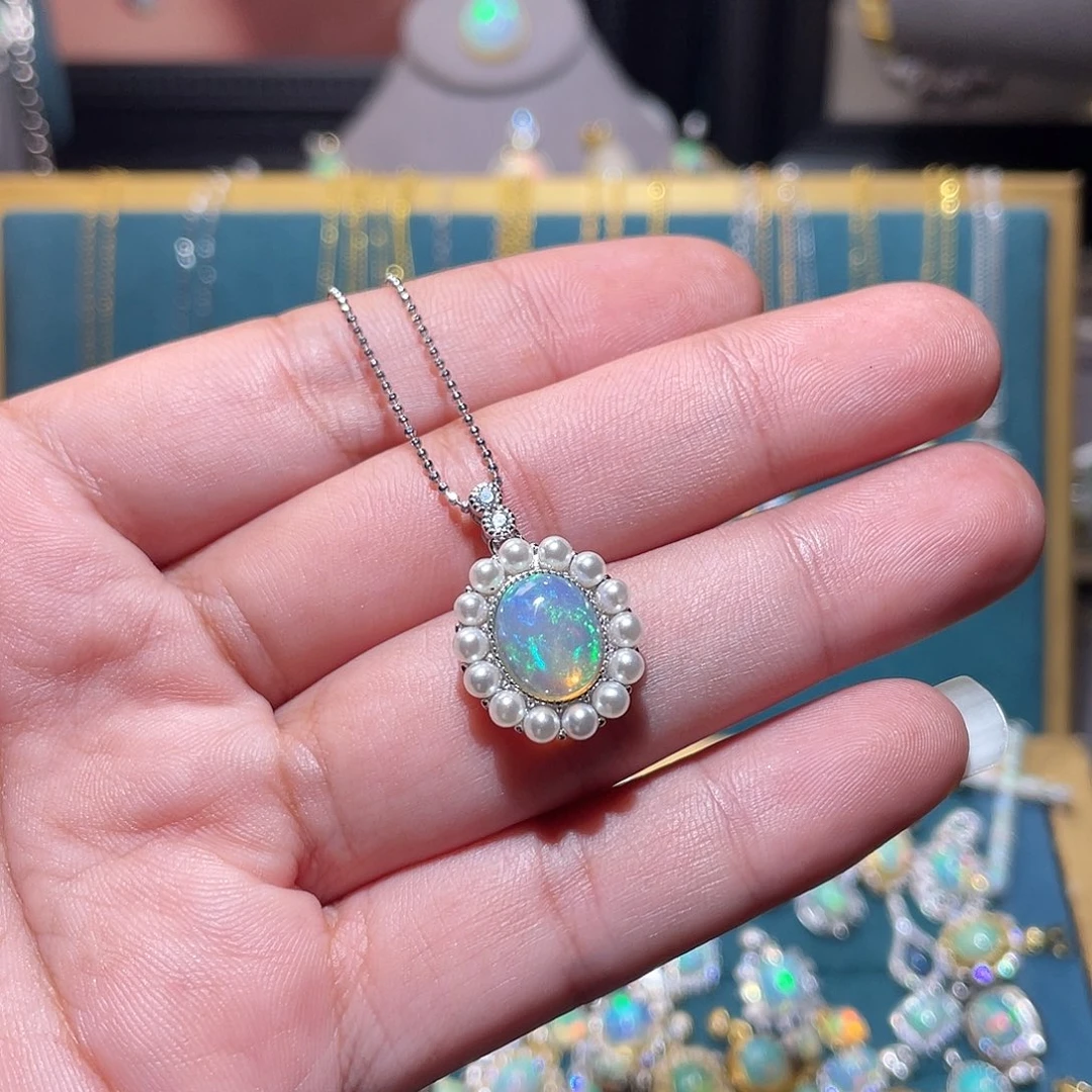 银S925镶嵌欧泊吊坠）谦*梦