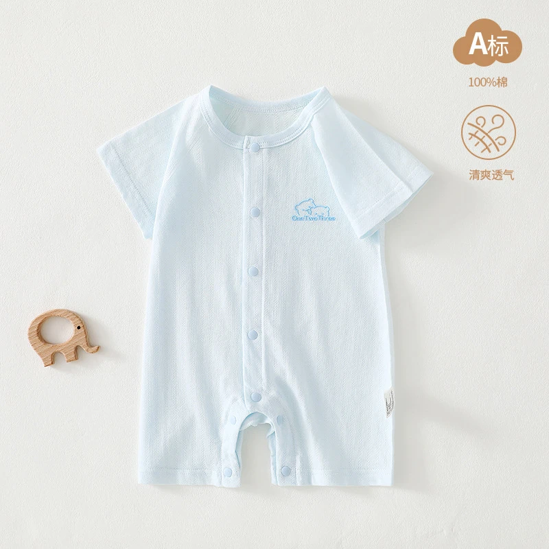 童泰贝贝岛婴儿连体衣纯棉类夏季薄款新生儿衣服宝宝哈衣爬A类