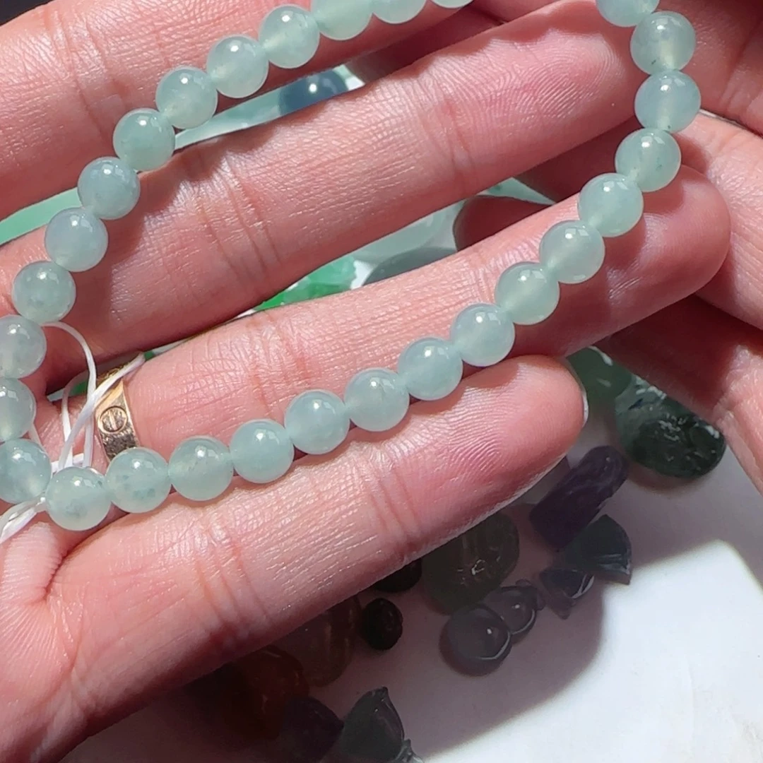 定制翡翠未镶嵌天然翡翠卡6珠串