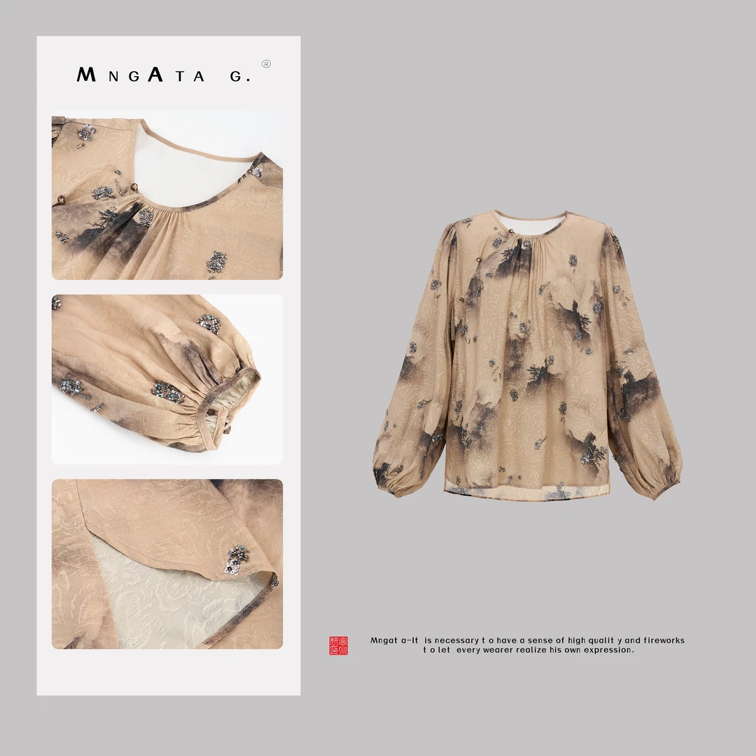 MNGATA G.宫小妍【水墨云间】重工钉珠25秋新中式中国风上衣5021461