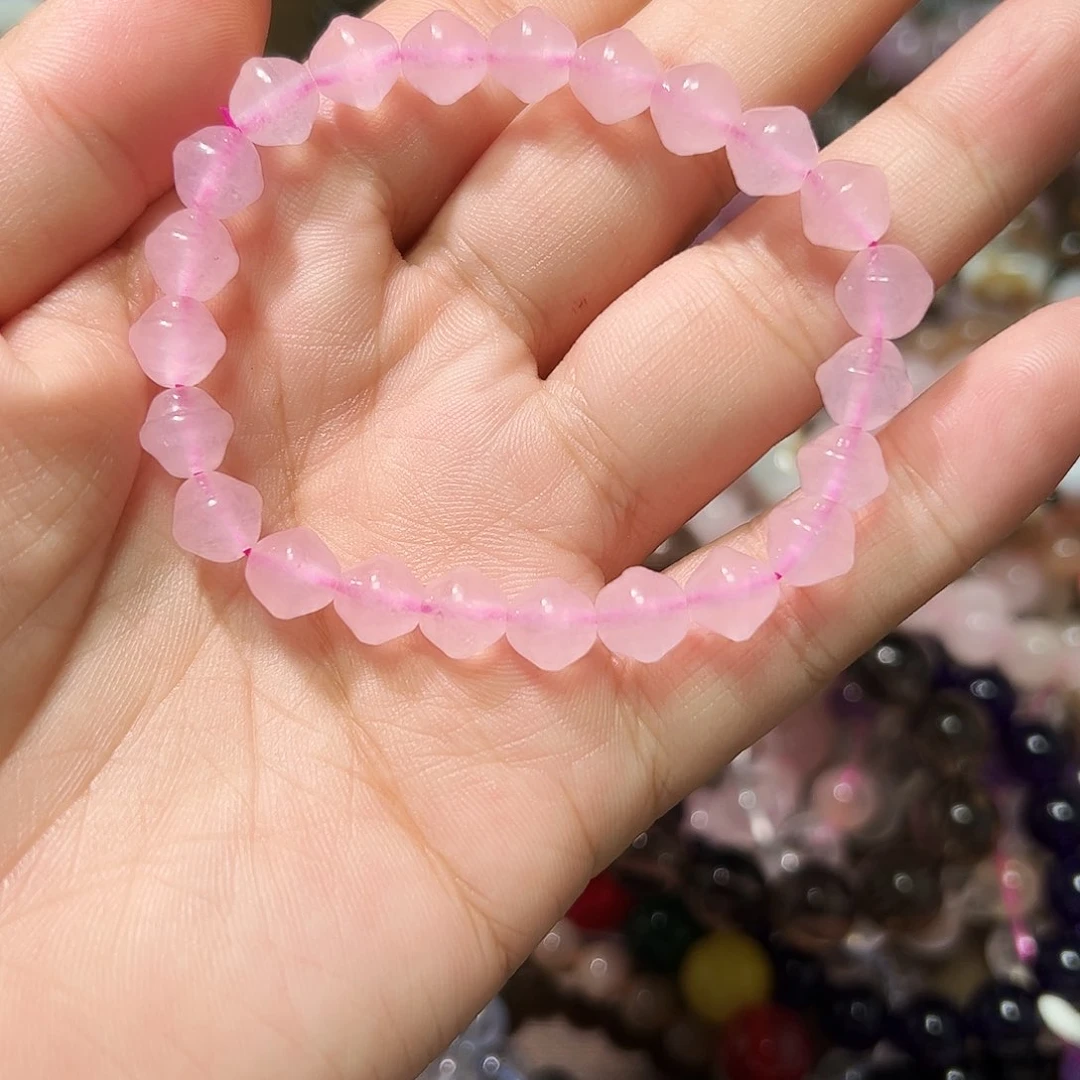 水晶手链未镶嵌粉水晶铃铛手链