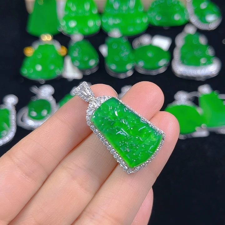 翡翠银S925镶嵌吊坠(不含链)