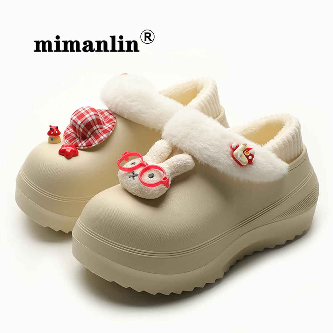 卡通包头棉拖鞋女士秋冬外穿厚底防滑保暖加绒可爱防水一脚蹬棉鞋