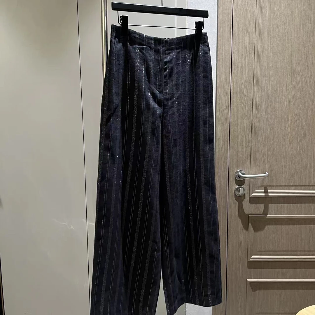 【大L】重磅外贸进口高奢重工设计师风竖条百搭休闲裤25880