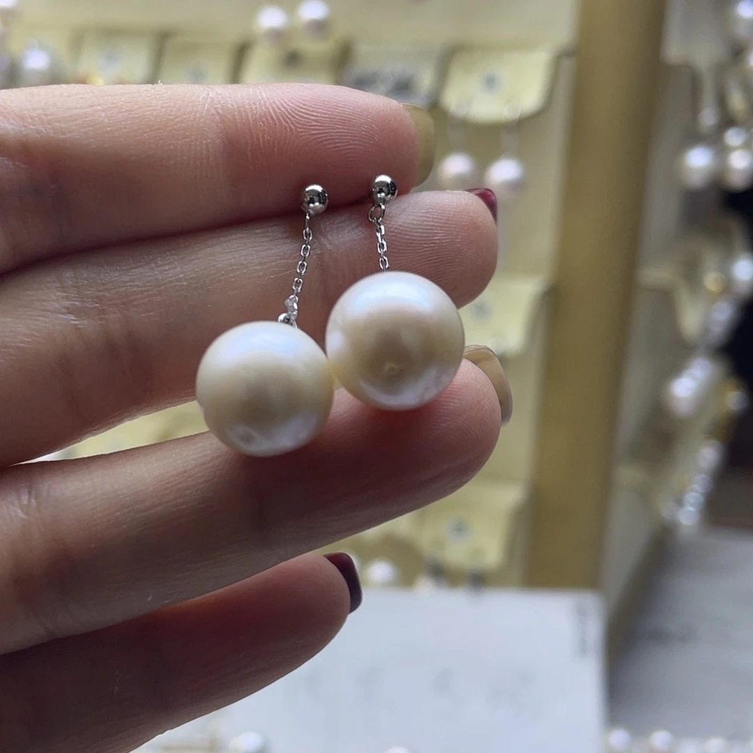 银S925镶嵌淡水珍珠耳饰