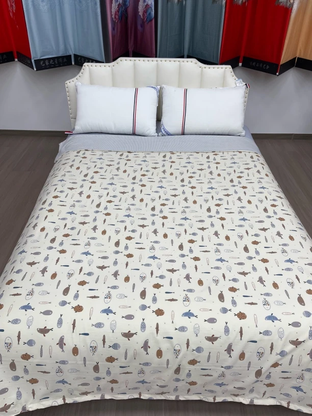单人被套AB版（鱼多多）尺寸1.5X2米亲肤印花被罩舒适柔软透气