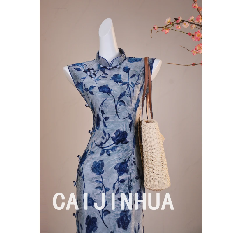 新中式日常旗袍夏季无袖改良中国风连衣裙气质日常复古民国风苏州