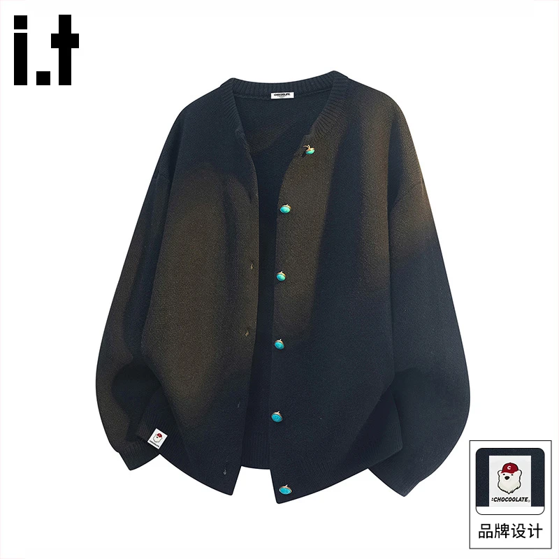 it :CHOCOOLATE纽扣开衫毛衣男士春秋新款宽松慵懒风高级感针织衫