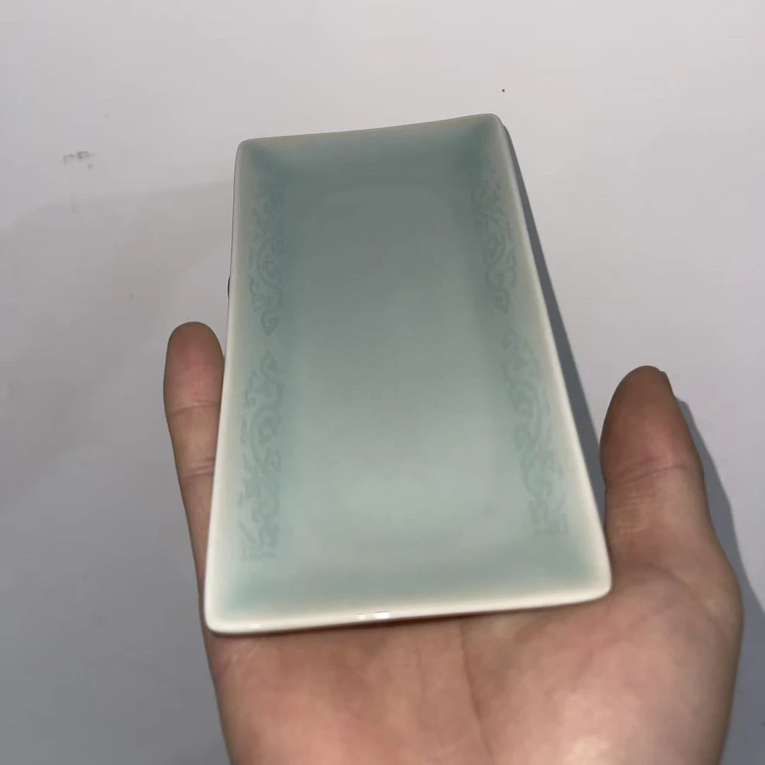 耀州窑二级瑕疵花舞大唐天青小长盘餐具毛巾碟1个