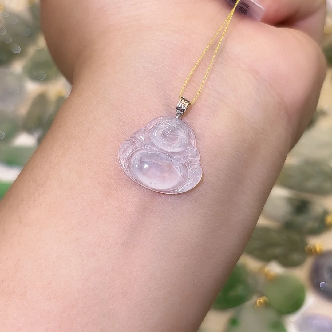 翡翠18K金镶嵌颈饰佛公