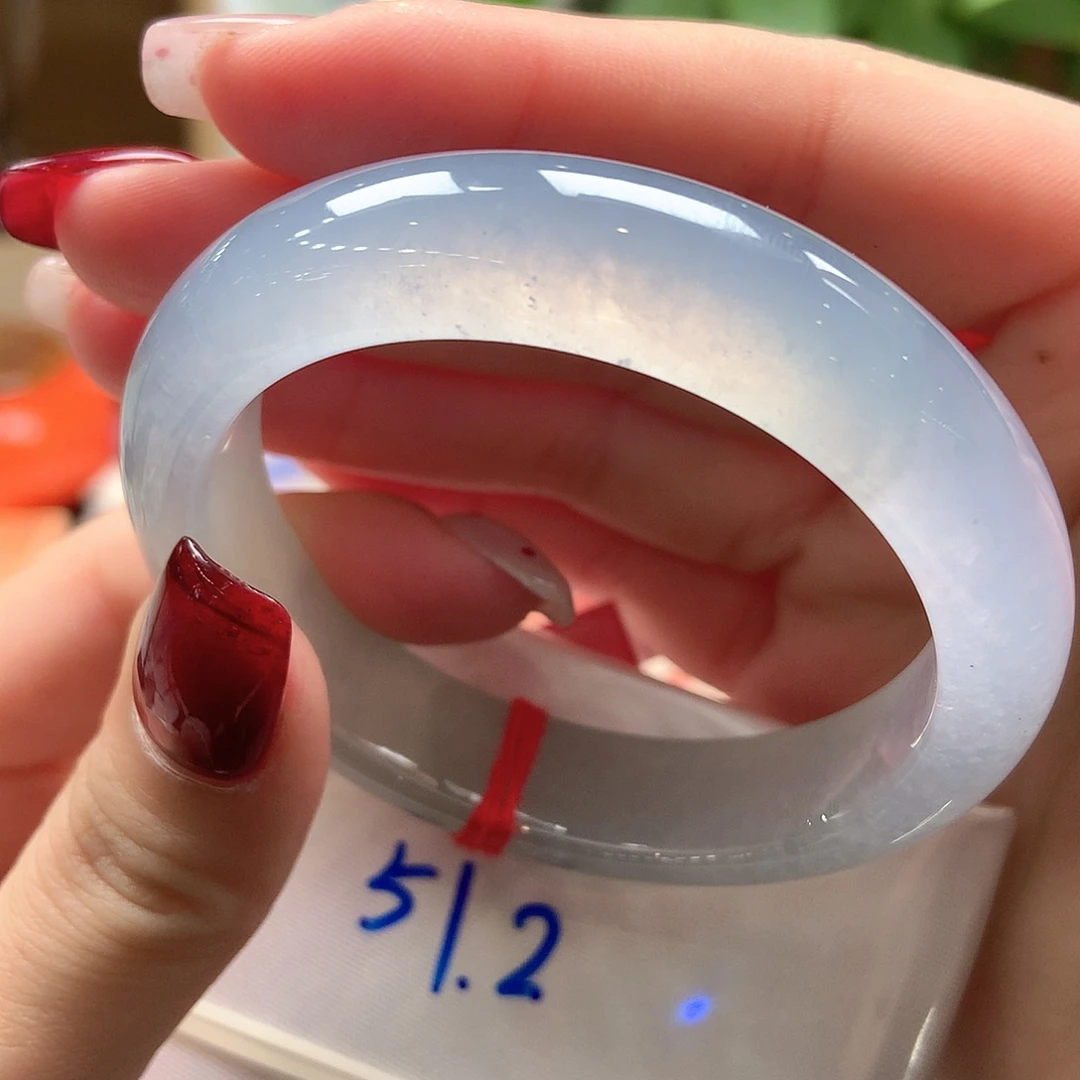 翡翠未镶嵌手镯冰紫幻彩43号