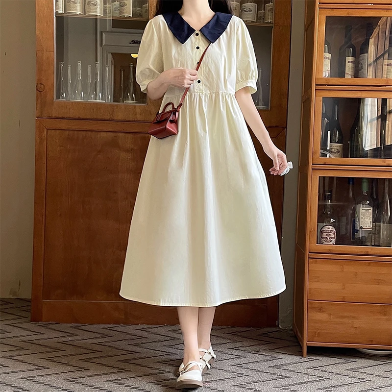 女大童连衣裙夏季胖女孩15岁初中生甜美日系15岁少女孩过膝长裙子