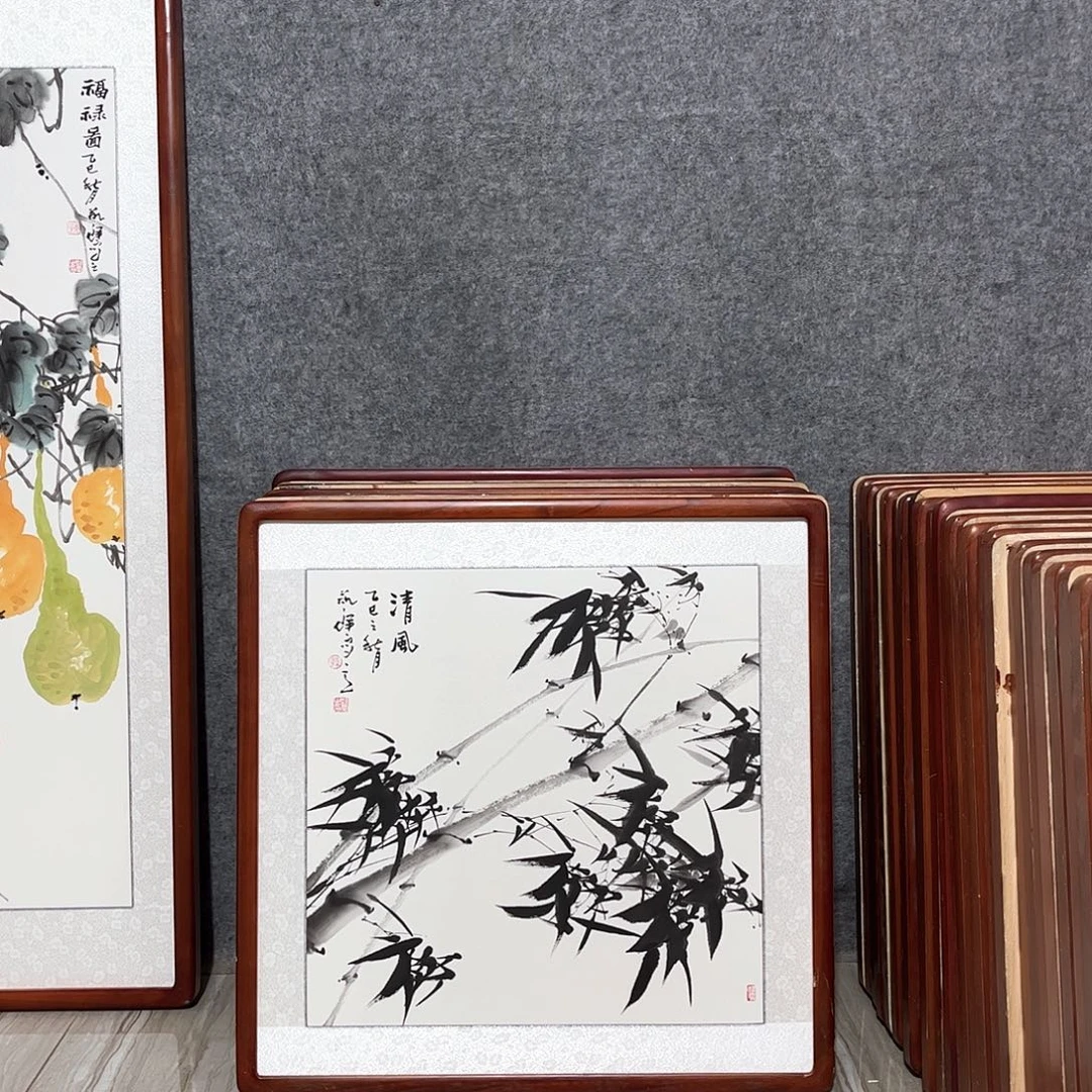 国画书画作品带框63×63