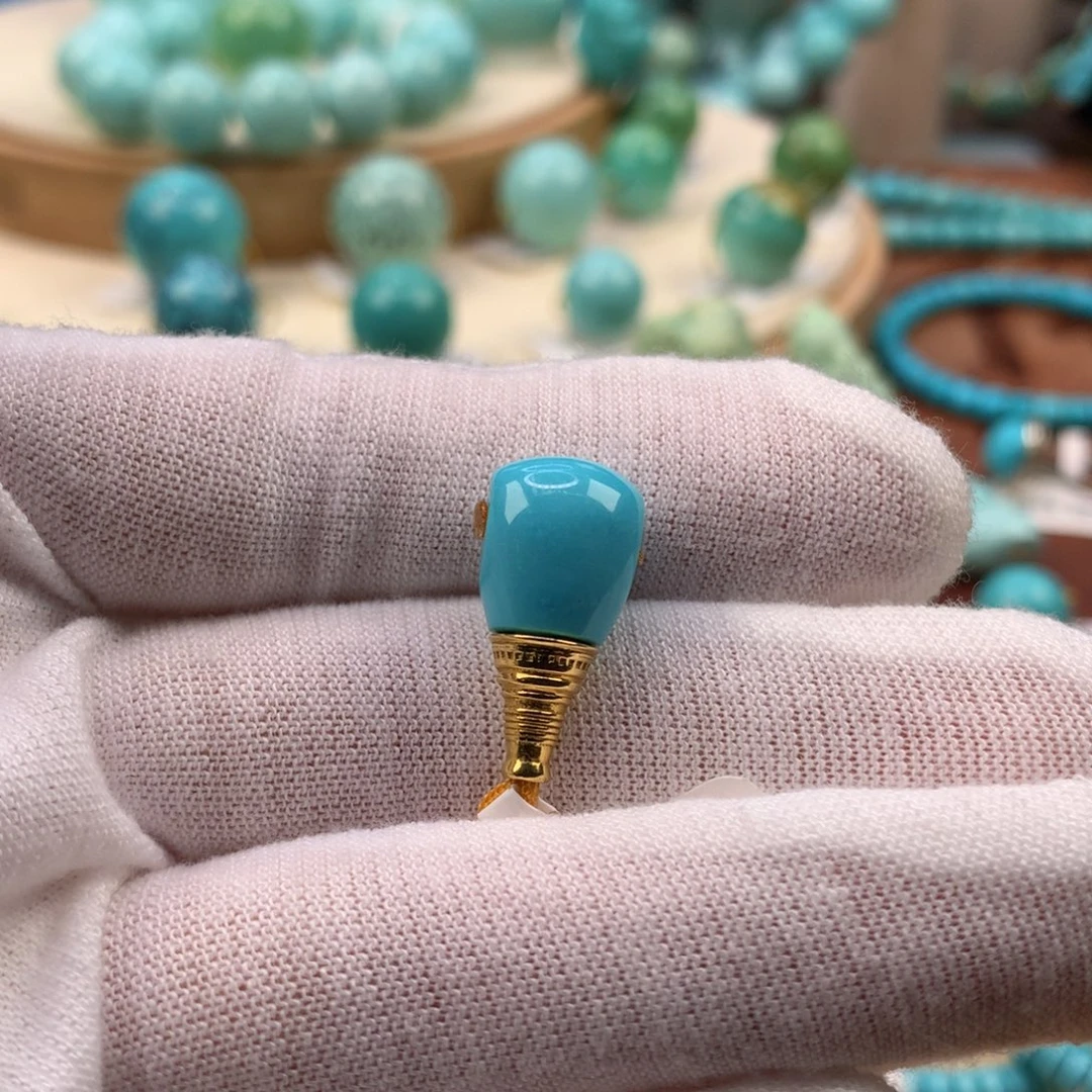 绿松石18K金镶嵌珠宝奇石9.3mm