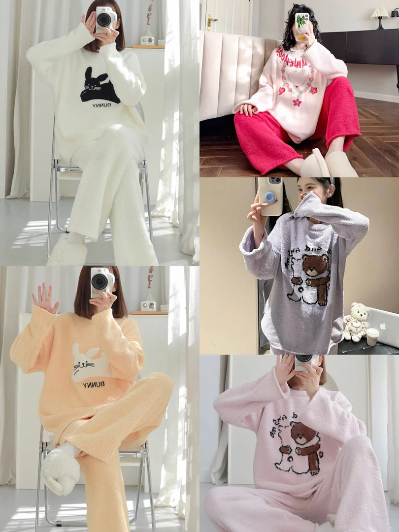 9-女士冬季套头软绵绵家居服套装