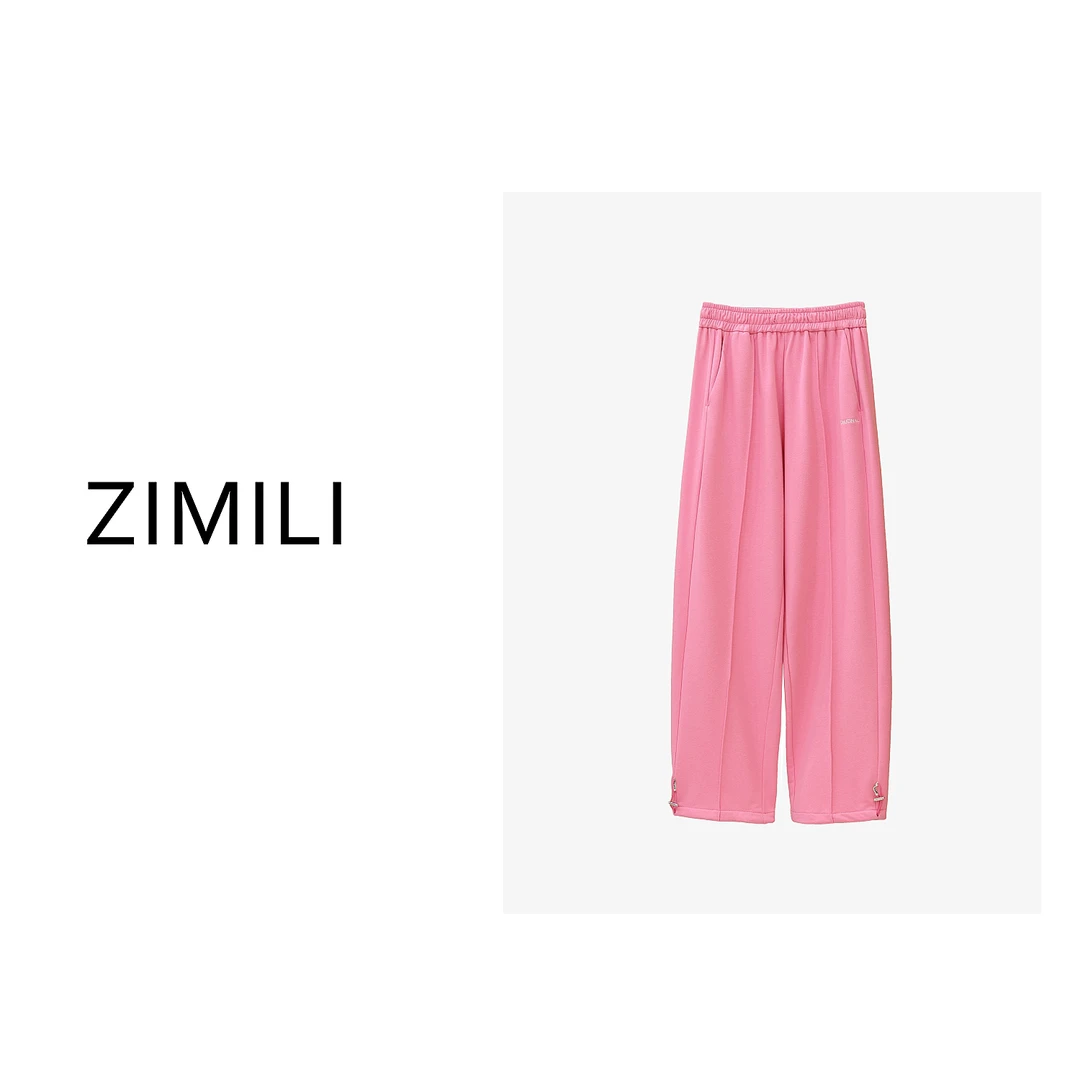 【LIANG哥女装】2025春季设计师高定轻奢款樱花粉镰刀型阔腿裤25105