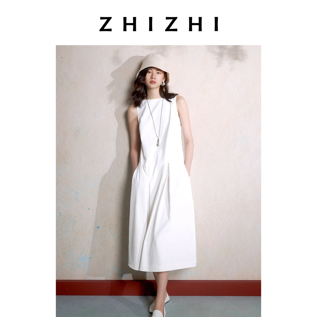 致知ZHIZHI 乌啼月 无袖夏季肌理感连衣裙25年秋季ZZ2EAWLT014
