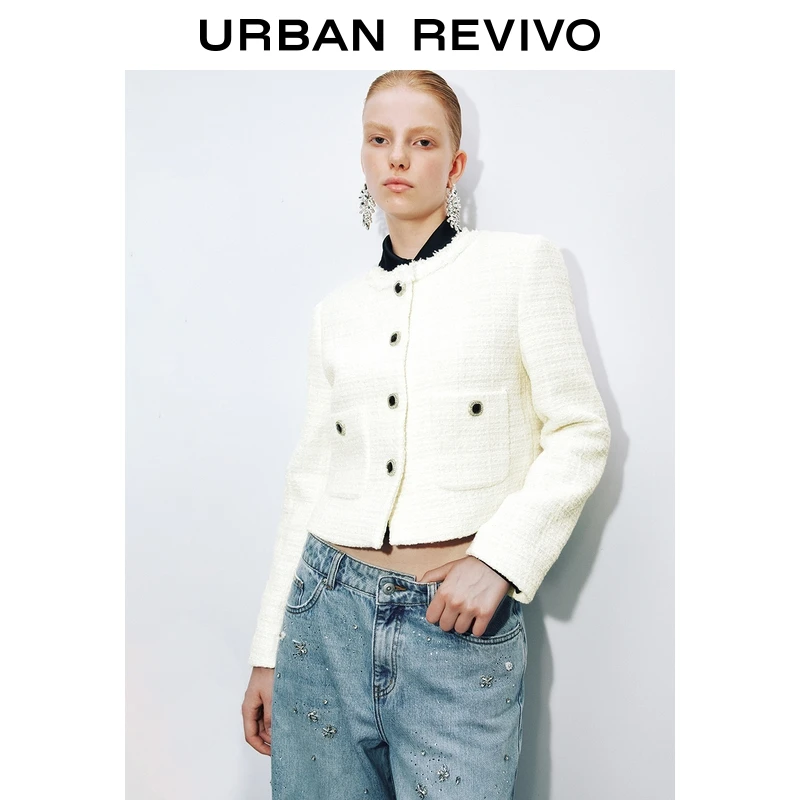 UR2025秋季新款女装流光风小香肌理感纽扣呢料外套UWM150084