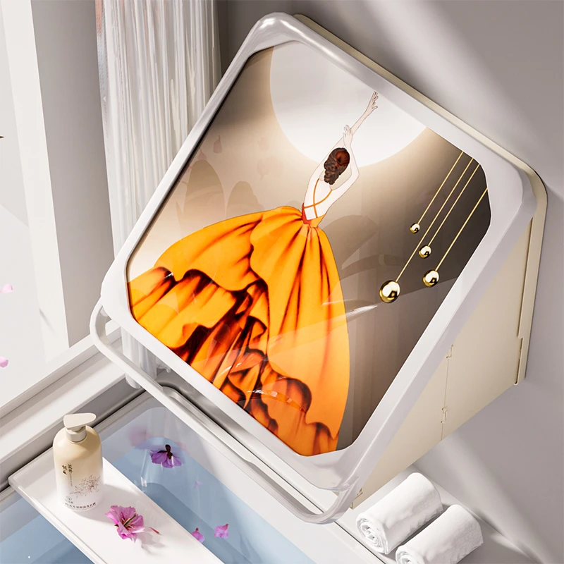 浴室壁画收纳箱卫生间放衣服神器防水免打孔壁挂折叠收纳柜置物架